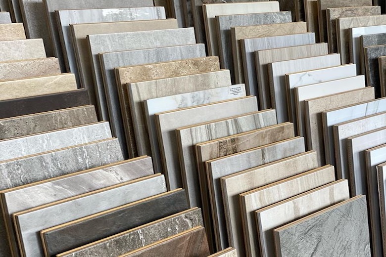 Porcelain and ceramic tile samples